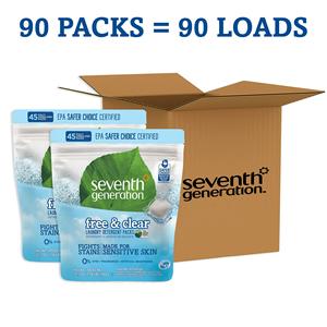 Paquets de détergent à lessive de septième génération, gratuit et transparent, 45 pièces - Product Image 2