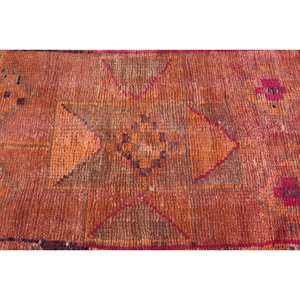 Tapis en laine tissé plat rose orange vintage de 2,6x9,8 pieds, motif patchwork turc pour décor de salon, largeur de 4m avec support en latex - Product Image 5