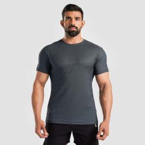 Men's Power Rise Grey Tee Premium Undershirt for Comfort and Style - Product Image 2