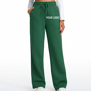 Pantalons de survêtement décontractés à prix abordable en gros, couleur unie, taille élastique, pour femmes, logo imprimé personnalisé, jambes larges - Product Image 4