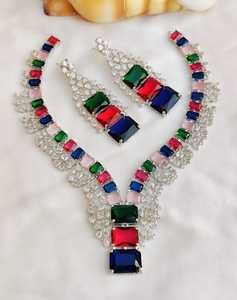 Conjunto de collar de Zirconia cúbica de corte de estrella de alta calidad para mujer, conjunto de collar de diamantes artificiales de lujo asequible para ropa de fiesta - Product Image 2