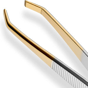 Pinzas de Alta Calidad con Punta Inclinada Dorada, Pinzas de Acero Metálico para Depilar, Pinzas para Depilación con Hilo para Belleza - Product Image 4