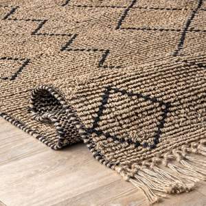 Tapis et moquettes en jute 100% modernes faits à la main en jute naturel léger pour la maison hôtel bar pour les chambres salles de bain cuisines - Product Image 4