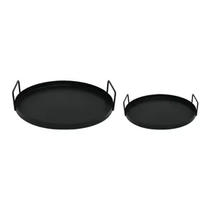 ENSEMBLE de 2 plateaux en métal moderne noir charbon de bois pour la maison hôtel Restaurant Bar ustensiles de cuisine Table décorative - Product Image 1