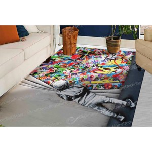 Alfombras de Calle, Alfombra de Exterior, Alfombra Pintada, Alfombra Banksy Detrás de la Cortina, Alfombra Gobelino - Product Image 4