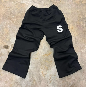 Pantalons de survêtement décontractés personnalisés de haute qualité en coton, lavage à l'acide, froissés, taille élastique, imprimé en soie superposé, pour hommes - Product Image 6