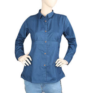 Chemise décontractée à manches longues pour femme Chase Value - Tissu en coton poly - Bleu marine - Product Image 2