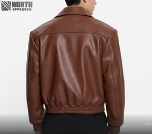 Chaqueta de invierno personalizada de alta calidad, chaqueta informal de béisbol con mangas de cuero para hombre, chaqueta Bomber personalizada - Product Image 2