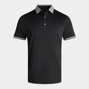 Polo à manches courtes pour hommes avec col contrasté élégant, tissu de haute qualité pour le golf d'été ou le polo de golf de travail. - Product Image 4
