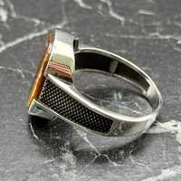 Bague Chevalière Minimaliste Géométrique en Argent Sterling avec Pierre Naturelle Œil de Tigre Marron pour Homme, Cadeau d'Anniversaire IGI