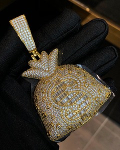 Testeur de diamant Moissanite VVS - Certifié GIA - Pendentif Hip Hop glacé en argent sterling 925 et plaqué or rose - Bijoux tendance - Product Image 4