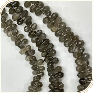 AAA de alta calidad, piedra lunar gris Natural, Briolette, lágrimas, hebra de 8 pulgadas, cuentas sueltas facetadas aproximadas de 5-6mm - Product Image 4