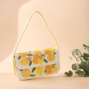 Sac à main en perles fait main pour femmes, sac de plage d'été, sac fourre-tout avec motif de fruits, vente en gros - Product Image 5