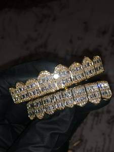 Grilles dentaires en or jaune véritable 14 carats de luxe 2024, style vintage, grillz personnalisés plaqués or pour hommes - Product Image 6