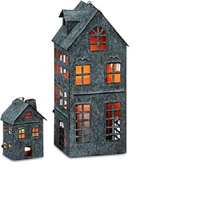 Nuevo diseño de la calle de la ciudad de Metal galvanizado Tin casa conjunto de 2 granja Decoración de casa para Navidad decoración del hogar - Product Image 1