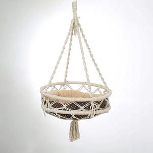 Elegante columpio colgante de macramé hecho a mano, cómoda silla de algodón bohemio para balcón, jardín, sala de estar o decoración de dormitorio - Product Image 4