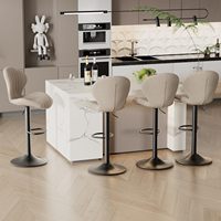 Chaises de bar pivotantes réglables beiges faciles à assembler pour la cuisine Tabourets de bar modernes à hauteur de comptoir avec dossier haut