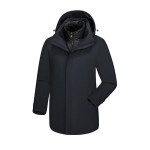 <b>Men's</b> Windproof <b>Hooded</b> Down <b>Coat</b> Winter Outdoor Jacket <b>with</b> Formal Style and Camouflage Pattern Front Logo Plain Color - Product Image 2