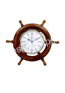 Décoration murale Cadre de roue de bateau en bois Horloge élégante Horloge nautique Horloges murales écologiques de haute qualité Idées cadeaux souvenirs - Product Image 2