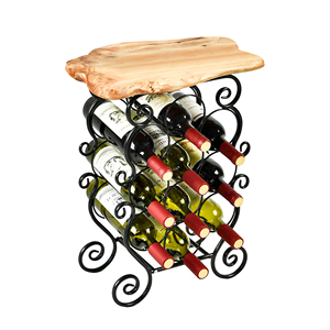 Estante cuadrado de madera para vino, soporte de Metal para botella de vino, decoración para Bar, mesa, encimera, vajilla - Product Image 6