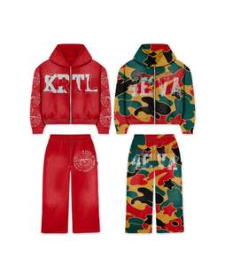 2025 hiver nouveau Design de mode survêtement sérigraphie comprend un pantalon haute qualité personnalisable DTG bande latérale grande taille - Product Image 2