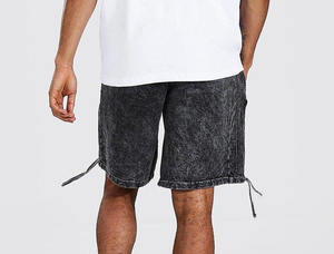 Nouveau style de shorts délavés à l'acide pour hommes, vêtements décontractés, vente en gros en usine de shorts délavés à l'acide pour hommes de couleur unie - Product Image 2