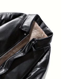 Veste en cuir de qualité supérieure, légère, élégante, à fermeture éclair, grande taille, pour moto, pour hommes - Product Image 3