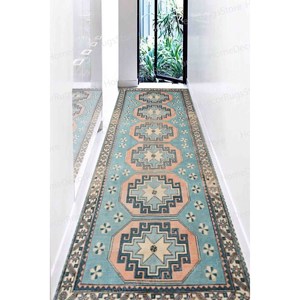 Alfombra con Estampado de Patrones Geométricos, Decoración Azul Azteca Navajo Turca para Casa de Campo, Alfombra Suave con Pelo Largo - Product Image 4