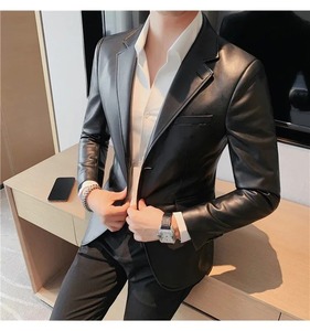 2024 Men's Casual Autumn Winter Brand Clothing Leather <b>Jackets</b> Male Slim Fit Fashion Casual Leather <b>Jackets</b> Man Coats S-3XL - Product Image 2