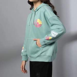 Sudadera con capucha de algodón de gran tamaño para mujer, tejido de invierno estampado popular con logotipo personalizado en la parte delantera - Product Image 2