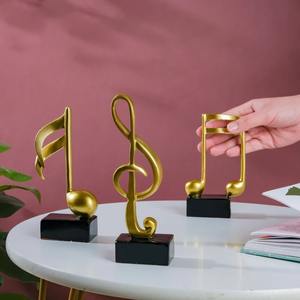 Juego de Figuras Decorativas de Notas Musicales Doradas, Estatuas Musicales de Resina, Decoración Moderna para Mesa del Hogar, Adornos con Símbolos Musicales Ecológicos - Product Image 6
