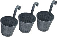 Pot Tanaman Dinding Logam Galvanis KS International Modern Ramah Lingkungan Set Tiga Pot Bunga Gantung Model KSI-5477
