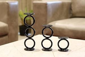 Portavelas escalonado de metal negro, Decoración de mesa minimalista moderna, acento - Product Image 6