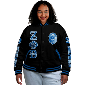 Zeta Phi Beta 1920 Fondateurs Jour Sororité Bleu Blanc Varsity Letterman Veste ZPB Greek Life Chenille Patch Coat - Product Image 1