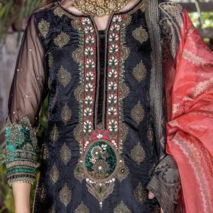 2024 colección de Bodas de lujo indio pakistaní bordado Salwar Kameez piedra pesada algodón Lino seda viscosa Venta caliente - Product Image 4