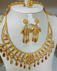 DDP Classic 24K chapado en oro Vintage moda joyería conjunto Comoras Mayotte collar y pendientes diamante y cobre EE. UU. Francia estilo - Product Image 1