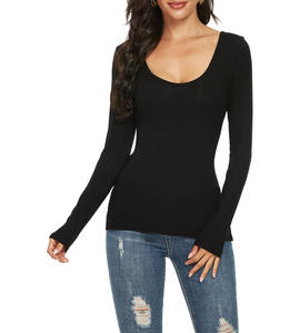 Haute qualité 100% coton décontracté mode femmes chemises à manches longues en gros toutes les tailles personnalisées femmes T-shirts à manches longues - Product Image 4