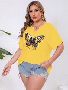 Camiseta Casual de Talla Grande para Mujer, Algodón Premium, Cuello en V, Media Manga, Corte Holgado, Transpirable, Ecológica, Suave, Caída Fluida, Forma Amplia, Fácil de Usar - Product Image 3