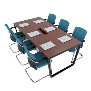 Contemporary 6-person Solid Wood Meeting <b>Table</b> with Trapeze Concept & Adjustable Design HBTC011 - Product Image 1