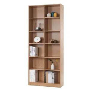 12-Grid Free Standing <b>Solid</b> <b>Bookcases</b> Bookshelves <b>Wood</b> Storage Shelf - Product Image 1