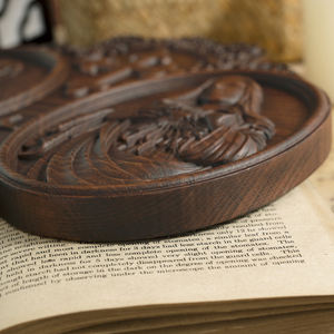 Arte Mural de Madera del Sagrado Corazón de Jesús y Marí<span class=keywords><strong>a</strong></span>, Placa Cristiana de Doble Relieve con Cruz, Decoración de Bendición para el Hogar Tallada <span class=keywords><strong>a</strong></span> Mano - Product Image 6