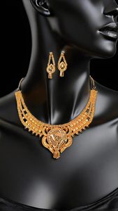 Venta al por mayor collar pendientes conjunto con 22K chapado en oro único diseñado mujeres usan collar pendientes conjunto joyería - Product Image 2