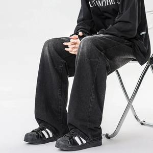 2025 pantalones vaqueros de gran tamaño personalizados para hombre, Pantalones rectos elegantes informales de alta calidad, pantalones vaqueros de diseño lavado de algodón 100% - Product Image 5