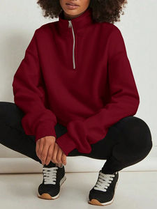 Custom Women's <b>Crewneck</b> Sweatshirts Best Selling Loose Fit Front Logo Lined Breathable for Winter Wholesale - Product Image 5