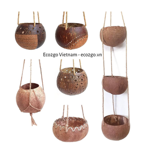 กระถางต้นไม้แบบแขวนทำจากกะลามะพร้าวใช้เป็นกระถางต้นไม้แบบแขวนทำจากผู้ผลิต Eco2go เวียดนาม - Product Image 1