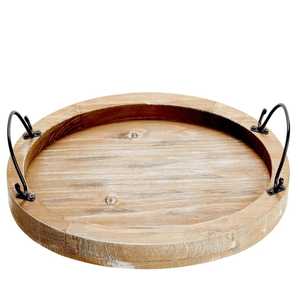 Plateau ovale en bois de manguier fait à la main avec poignées Plateau élégant pour décor de table et service de petit déjeuner - Product Image 4