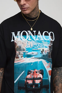 Camiseta de Hombre Extra Grande con Estampado Digital de Dibujos Animados de Mónaco 2025, 100% Algodón, Personalizada, Transpirable y Ecológica - Product Image 3