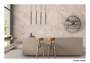 Carreaux en porcelaine vitrifiée de qualité supérieure de 600x1200mm Carrelage Belaris Crema Carrelage Finition 24x48 pouces pour intérieur de luxe - Product Image 3