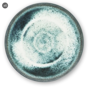 Set di 6 piatti da cena rotondi in ceramica, design nordico e minimalista Atena di Excelsa, decorazione digitale lucida con smalto reattivo. - Product Image 1