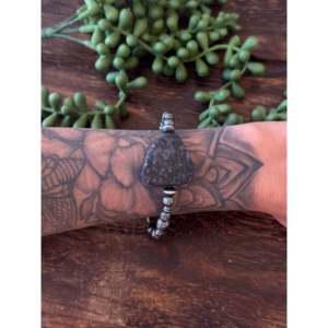 Navajo Style Beaded <b>Bracelet</b> with Charoite & Sterling Silver Pearl Ethnic Design - Product Image 2
